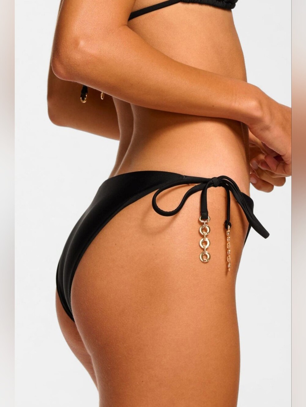 Ramy Brook Black Tie-Side Bikini Bottom size medium